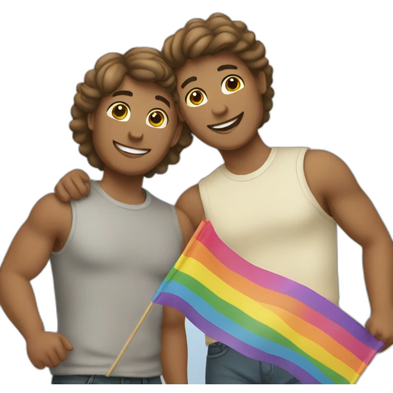 Gay couple with rainbow flag emoji