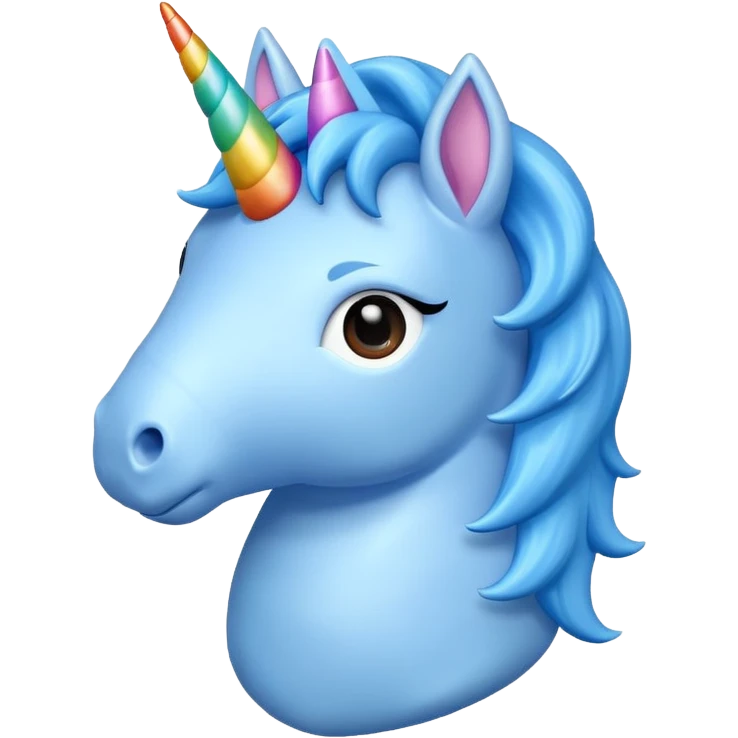 blue unicorn toy facing camera emoji