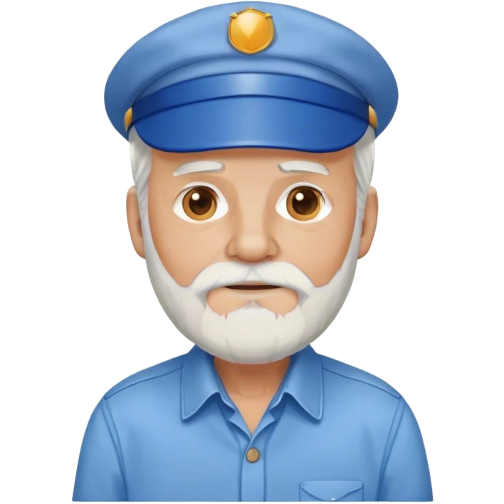 old man with white hair and white beard with blue visor and a blue button up shirt  emoji