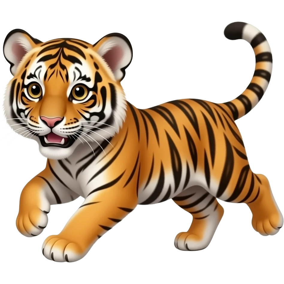 Cartoon tiger cub running emoji