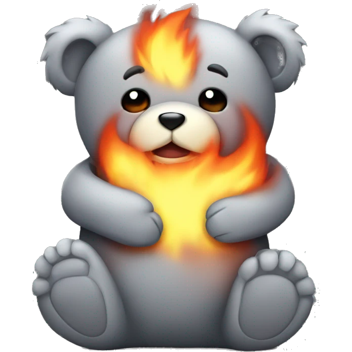grey-teddy-bear-hugging-flame emoji