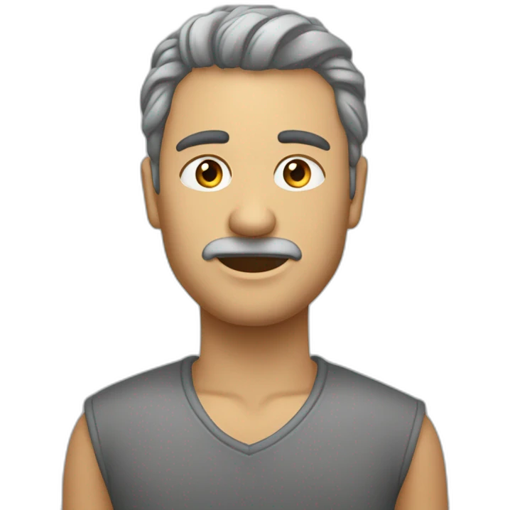 мужчина, брюнет, очки, седые пряди, голубые глаза, ноутбук emoji