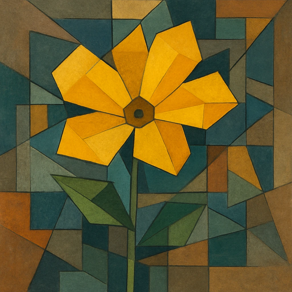 yellow flower in cubist abstraction style emoji