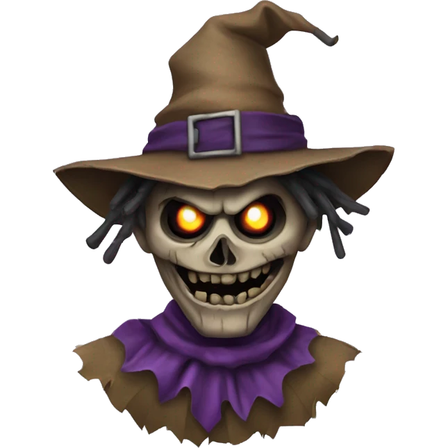 Realistic evil scarecrow with purple eyes  emoji