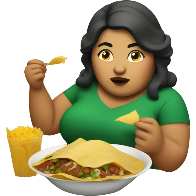 Fat mexican woman eating  emoji