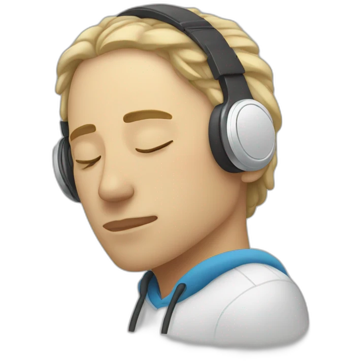 person sleeping wearing earbuds emoji
