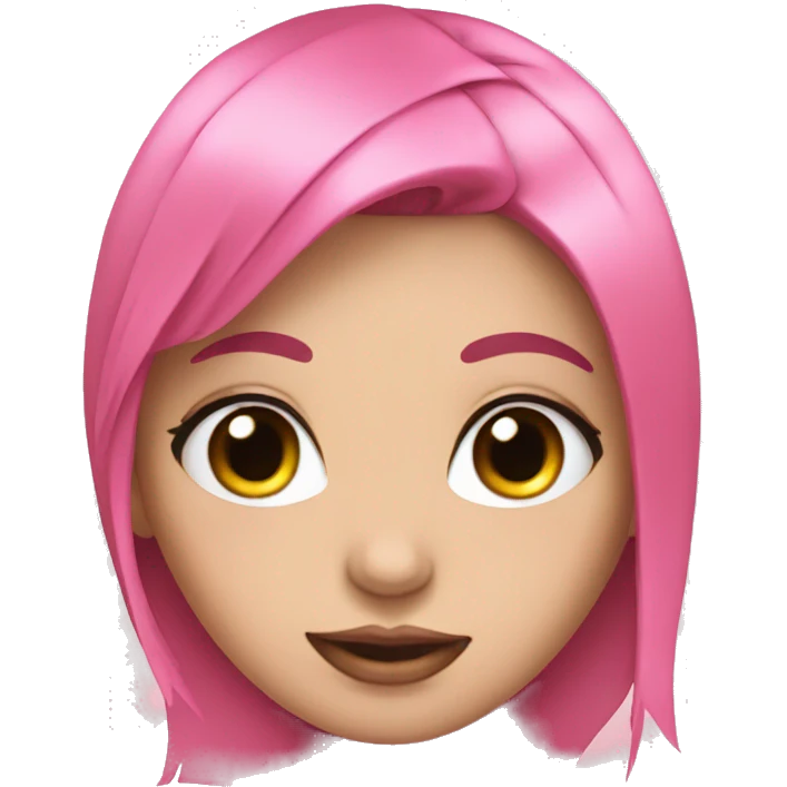 girl with black hair,eyelashes and a pink ribbon emoji