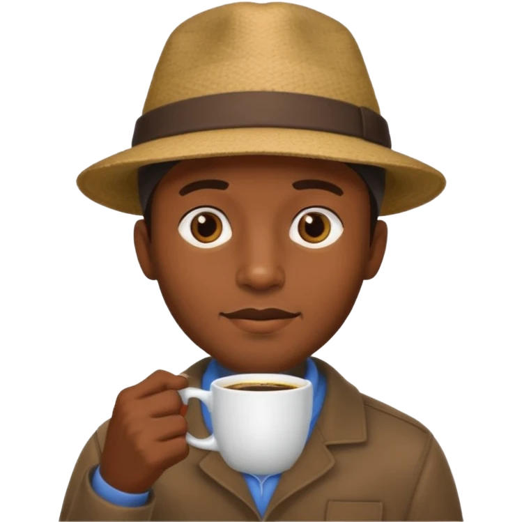 black man drinking coffee with hat emoji