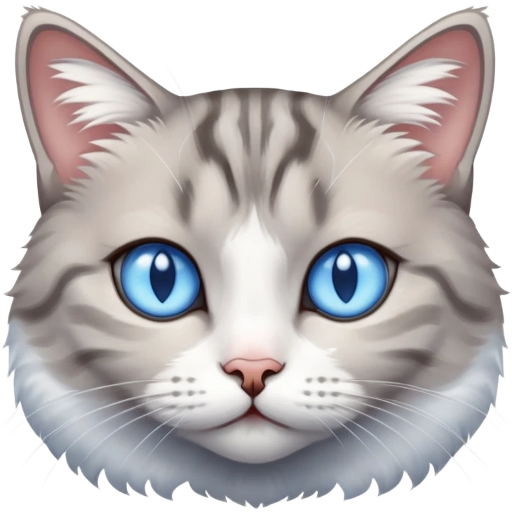Short hair grey and white tabby cat with blue eyes  emoji