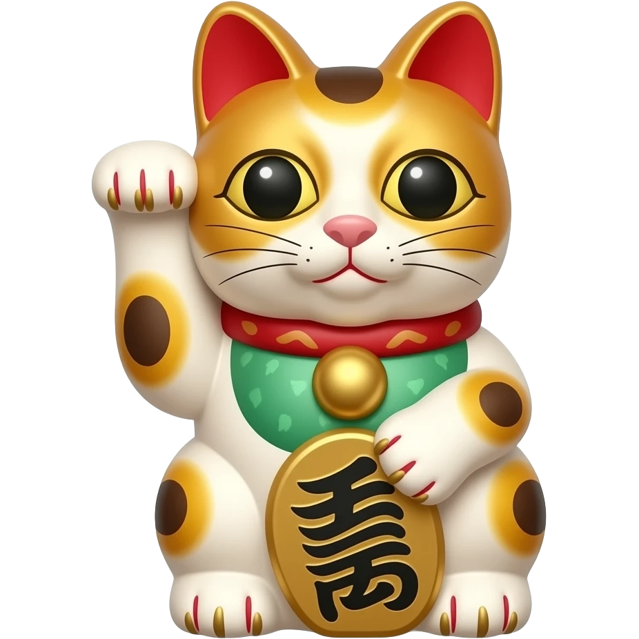 Maneki-neko with hand moving emoji