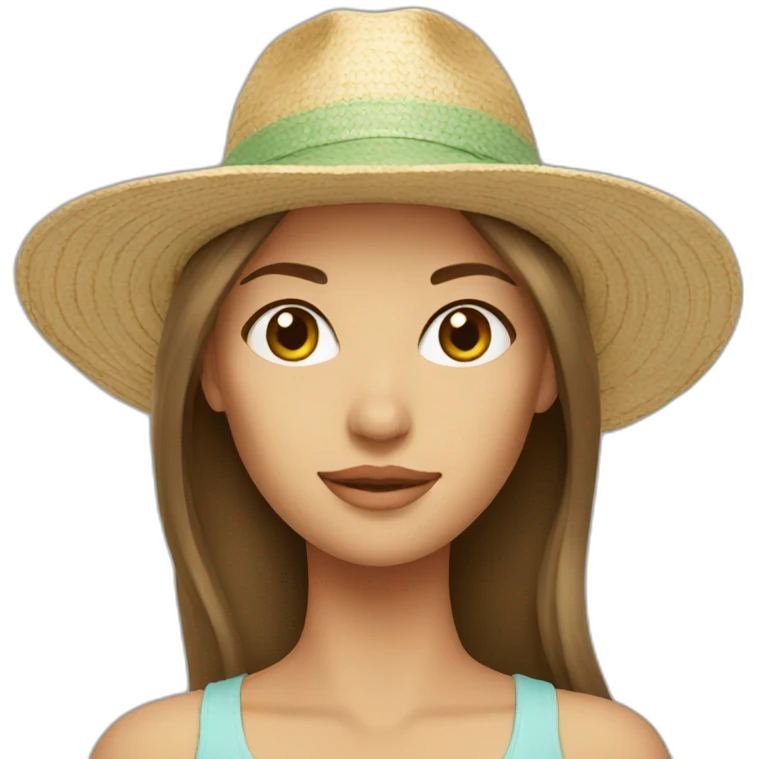 white women with summer hat emoji