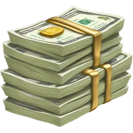 10k stack of cash with gold band emoji