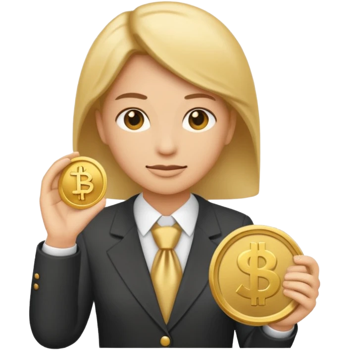 A minimalist emoji-style icon representing company pension plan: A gender-neutral office worker (🧑‍💼) with a coin and a bank symbol (🏦) in the background. emoji