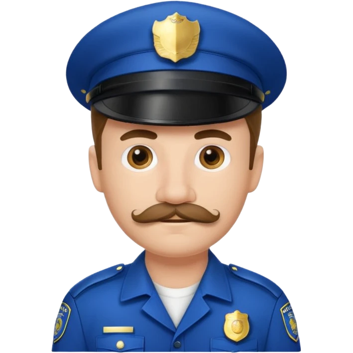 Male police officer, white cap, mustache, realistic portrait emoji