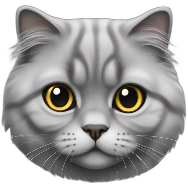 all grey Scottish Fold Cat long hair emoji