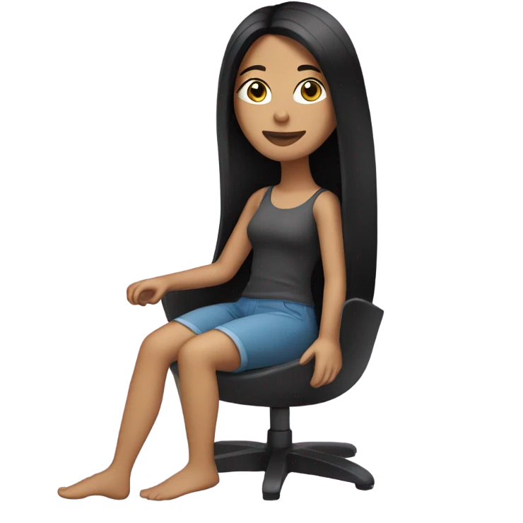 A brunette woman with long, straight and black hair relaxing emoji