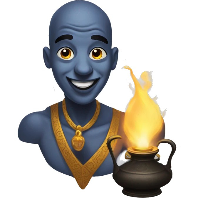 bald black genie out of an oil lamp emoji