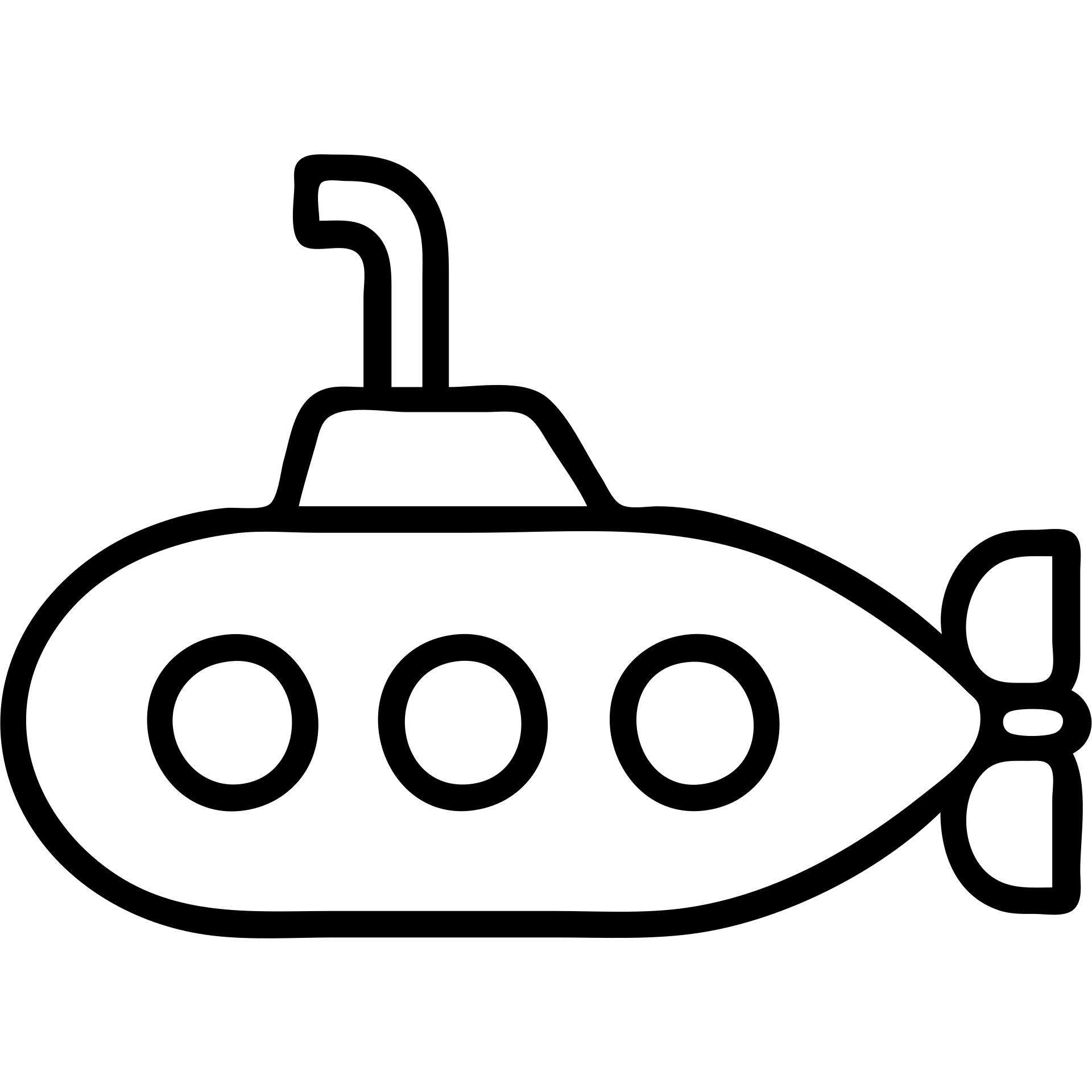 Submarine underwater vessel with periscope and portholes, outline style emoji
