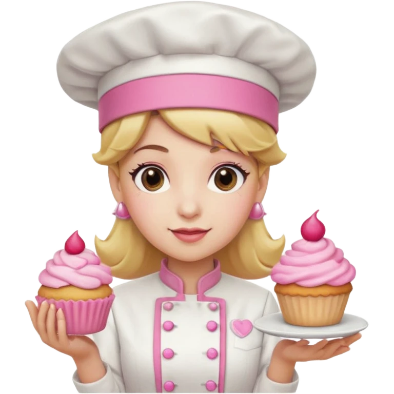 Pink chef hat princess peach with a hand emoji