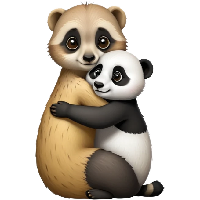 Meerkat hug a panda emoji