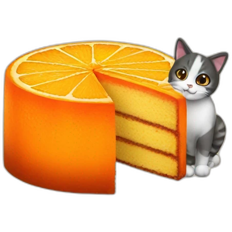 Orange cake with a cat emoji