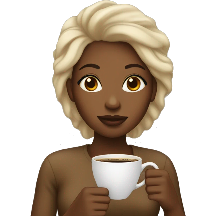 Black woman Drinking coffee  emoji