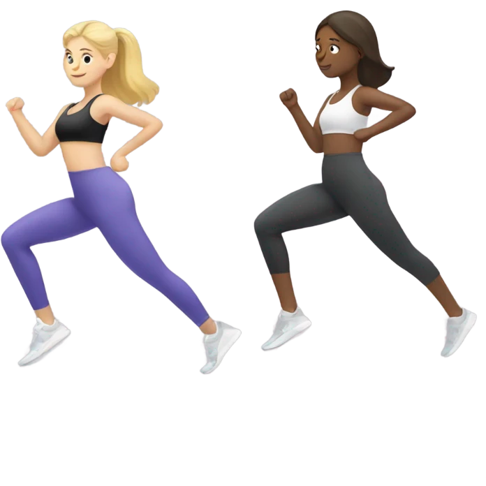 Two girls (blonde and brunette) excercising emoji