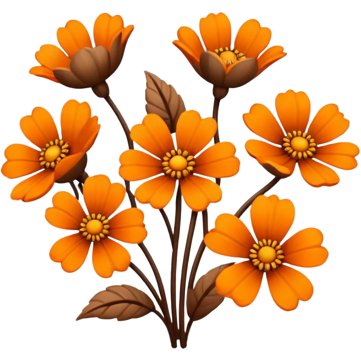 Brown and orange flowers on a plain white background  emoji