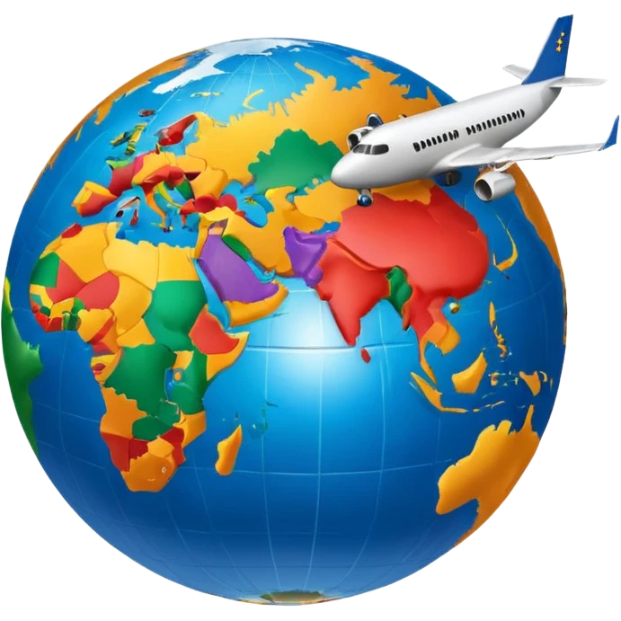 Globe Showing Europe-Africa with plane flying around it emoji