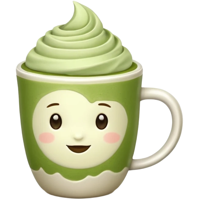 matcha latte in a cup without a spoon emoji