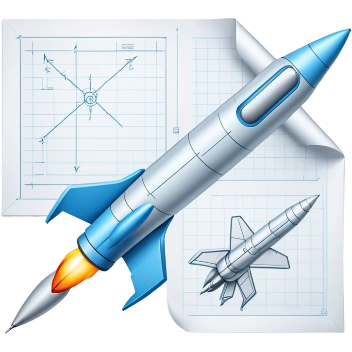 engineering drawing of the missile on the paper emoji