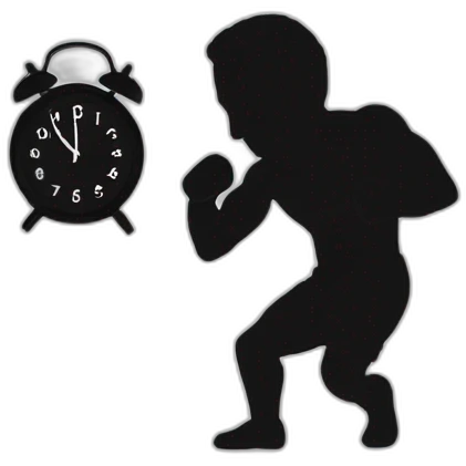 shadow boxing a clock emoji