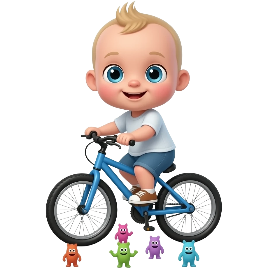 10000 Little monster And baby monster in the bike emoji