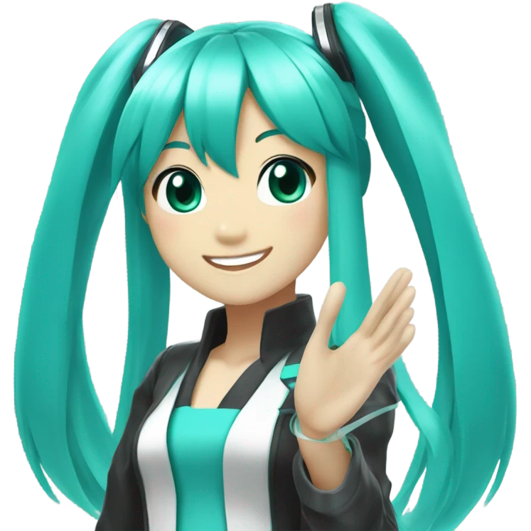 Hatsune Miku waving emoji