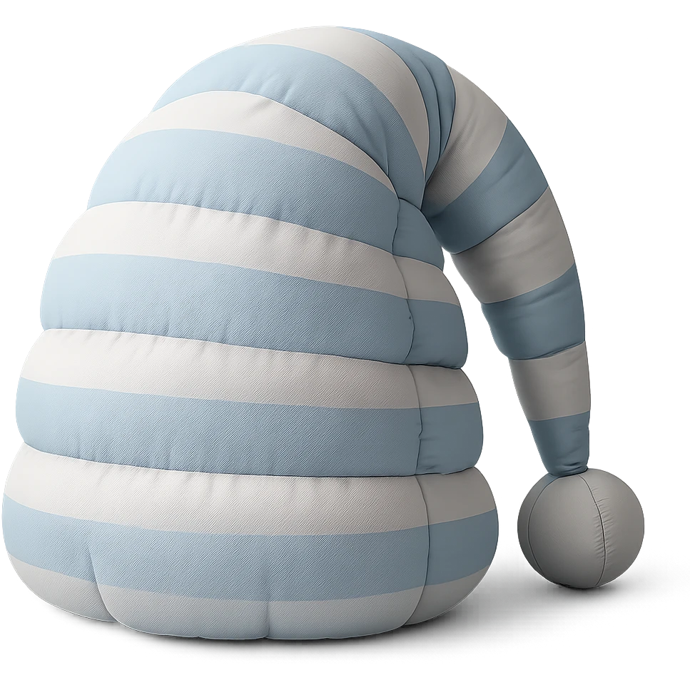 blue and white striped sleep cap in cushion style emoji