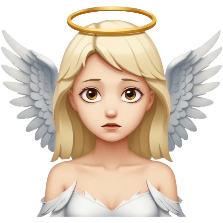 Female angel with torn wings, exposed collarbones, sorrow and lust intertwined emoji