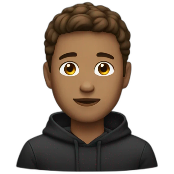 guy with black hoodie 20 years with short brown hair emoji