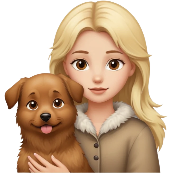 Blonde girl with brown dog  emoji