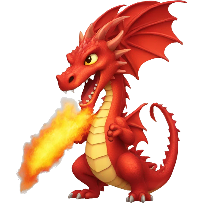 red ferocious dragon breathing fire emoji
