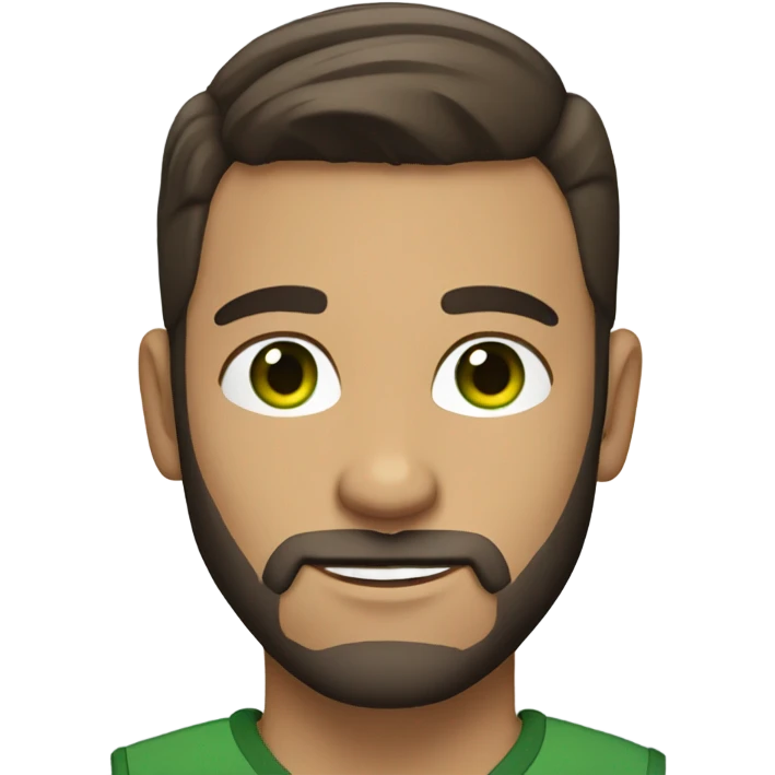 handsome brunette man with beard and green eyes light skin emoji