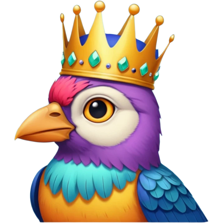bird with crown and piercings single vibrant colour  emoji