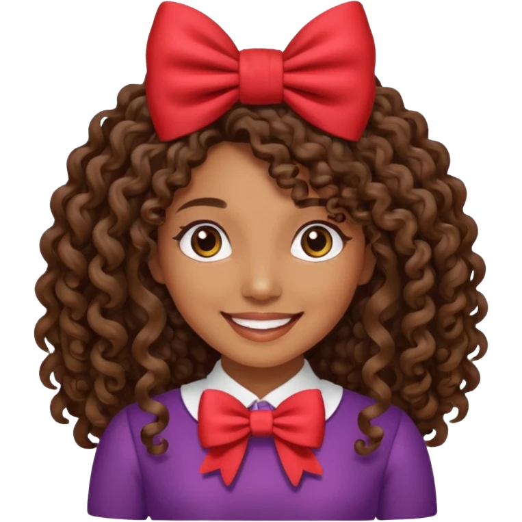 👩‍🦱🎀 brown skin,curly long heir  emoji