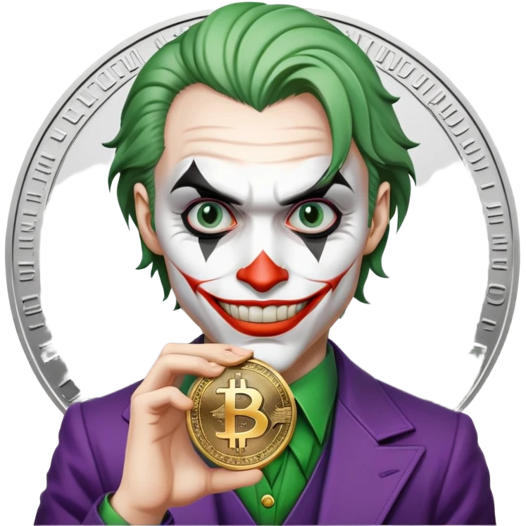 Joker with Cryptocurrency Logo Thin Coin emoji