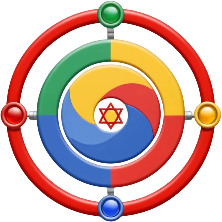 Drapeau avec deux parties coupés à l'horizontale partie du bas verte et celle du haut bleu, une roue des 16 chakra rouge est en plein centre c'est le drapeau de roms emoji