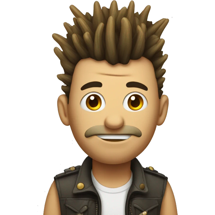 man with mohawk, with a worm sticking out out is head emoji