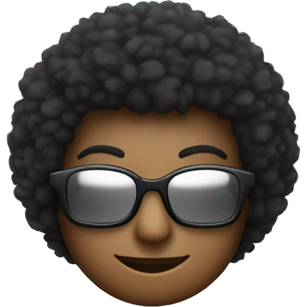 Noir avec des cheveux afro, avec des lunettes de soleil et un sourire charmeur emoji