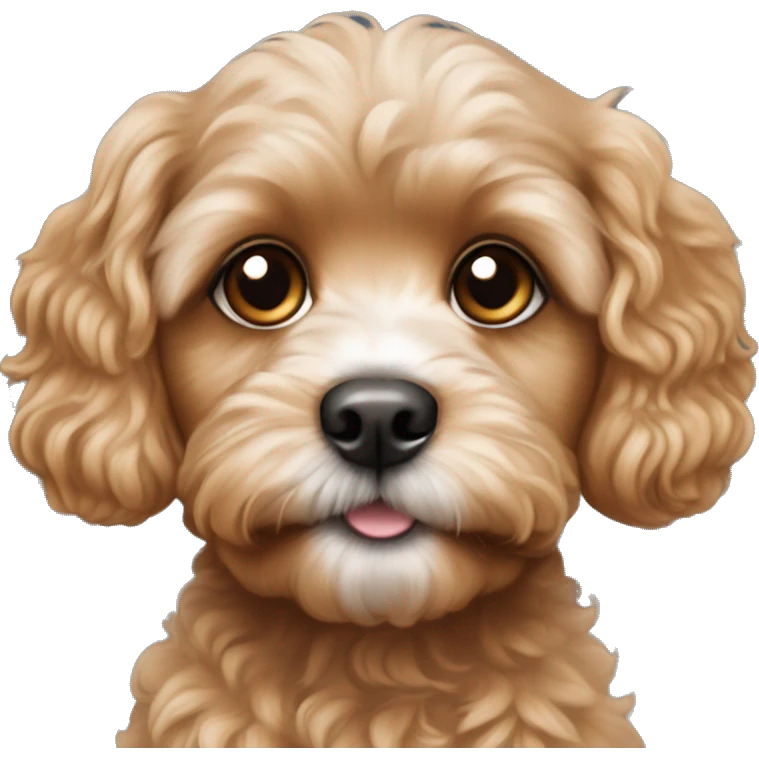 Darker Cavapoo with cute puppy eyes emoji