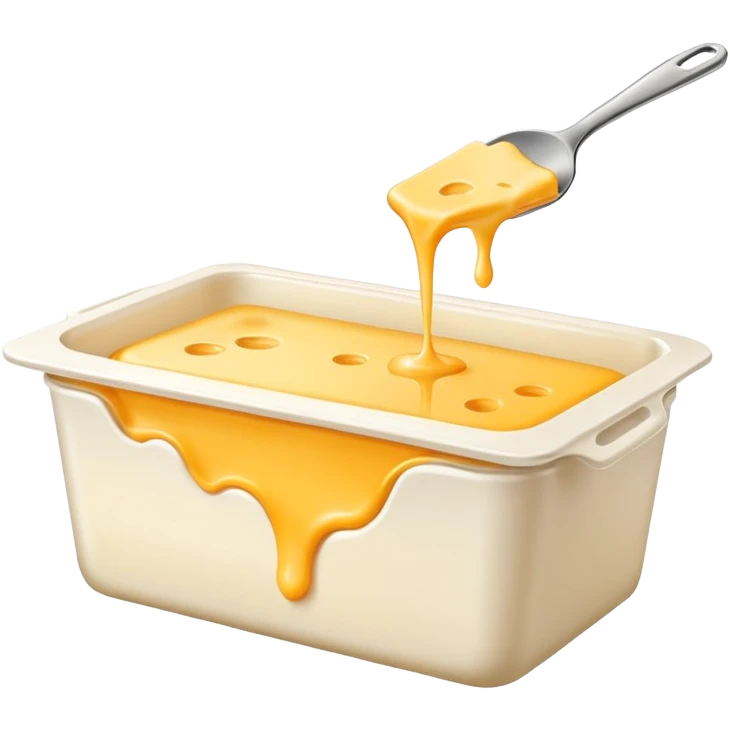 melted cheese in a white rectangular container emoji