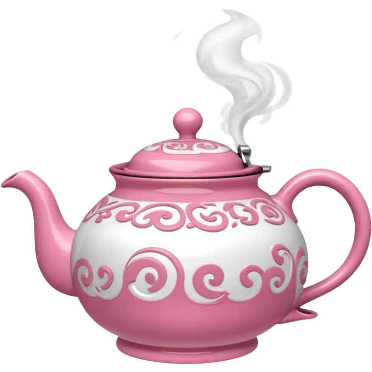 Pink steaming and boiling  tea pot with smoke emoji