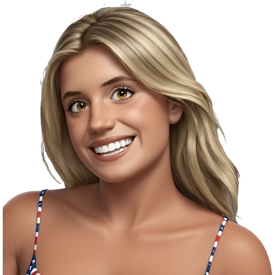 smiling girl with american flag emoji